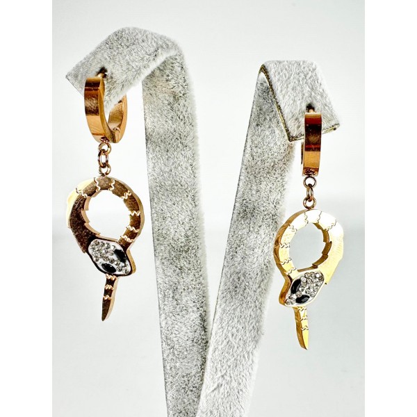 Rose Yılan Detaylı Küpe